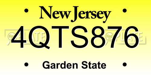 4QTS876 New Jersey License Plate