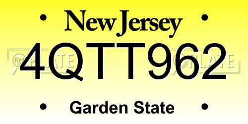 4QTT962 New Jersey License Plate