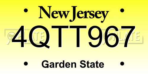 4QTT967 New Jersey License Plate