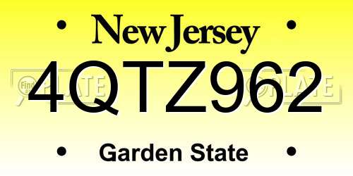 4QTZ962 New Jersey License Plate