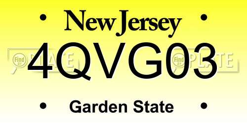 4QVG03 New Jersey License Plate