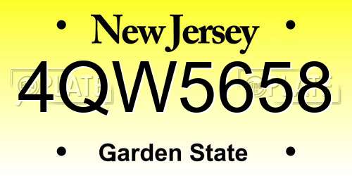 4QW5658 New Jersey License Plate