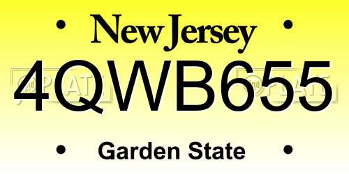 4QWB655 New Jersey License Plate