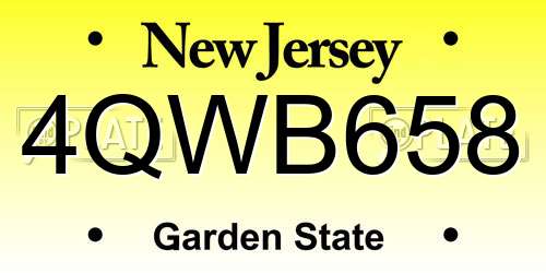 4QWB658 New Jersey License Plate