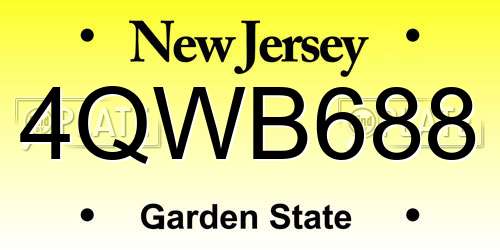 4QWB688 New Jersey License Plate