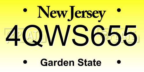 4QWS655 New Jersey License Plate