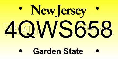 4QWS658 New Jersey License Plate