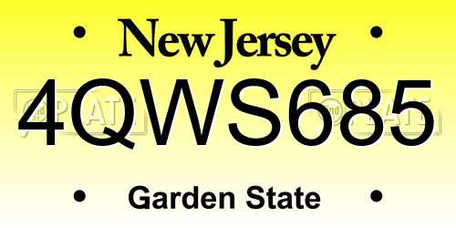 4QWS685 New Jersey License Plate
