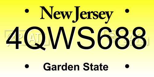 4QWS688 New Jersey License Plate