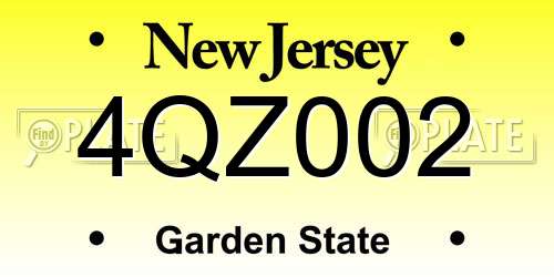 4QZ002 New Jersey License Plate