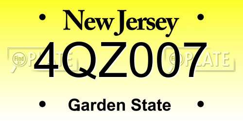 4QZ007 New Jersey License Plate