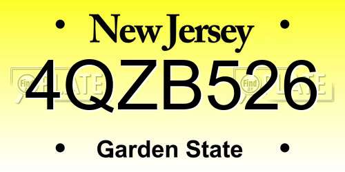 4QZB526 New Jersey License Plate