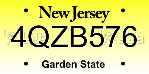 4QZB576 New Jersey License Plate