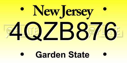 4QZB876 New Jersey License Plate