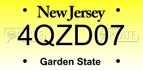 4QZD07 New Jersey License Plate