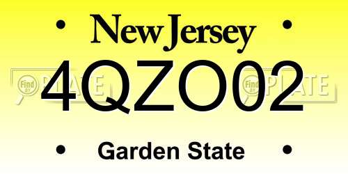 4QZO02 New Jersey License Plate