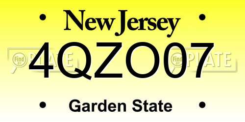 4QZO07 New Jersey License Plate