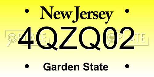 4QZQ02 New Jersey License Plate