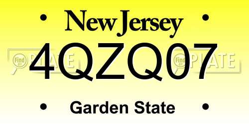 4QZQ07 New Jersey License Plate