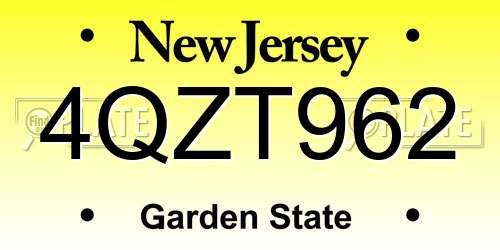 4QZT962 New Jersey License Plate