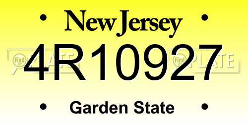 4R10927 New Jersey License Plate
