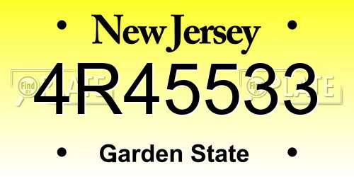 4R45533 New Jersey License Plate