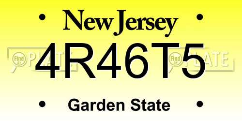 4R46T5 New Jersey License Plate