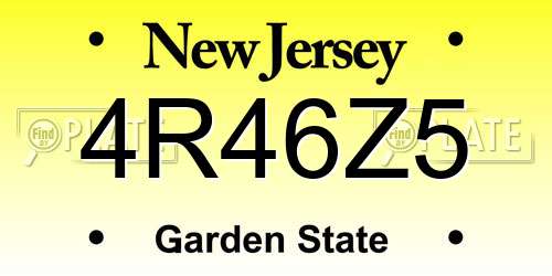 4R46Z5 New Jersey License Plate