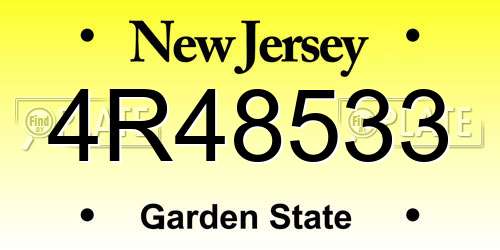 4R48533 New Jersey License Plate