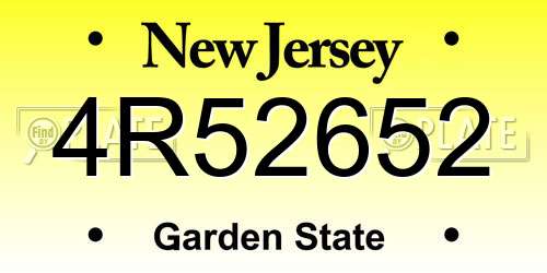 4R52652 New Jersey License Plate