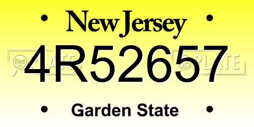 4R52657 New Jersey License Plate