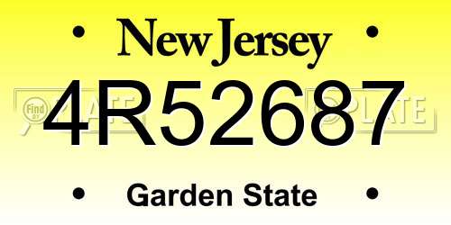 4R52687 New Jersey License Plate