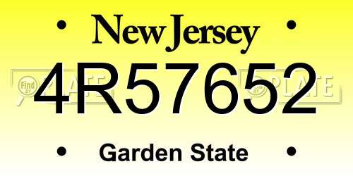 4R57652 New Jersey License Plate