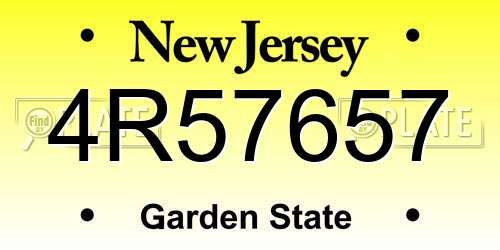 4R57657 New Jersey License Plate