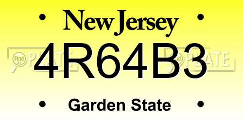 4R64B3 New Jersey License Plate