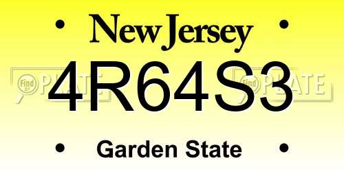 4R64S3 New Jersey License Plate