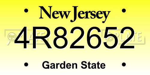 4R82652 New Jersey License Plate