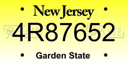 4R87652 New Jersey License Plate