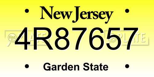 4R87657 New Jersey License Plate