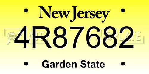 4R87682 New Jersey License Plate