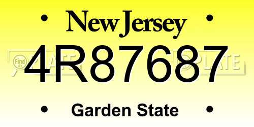4R87687 New Jersey License Plate