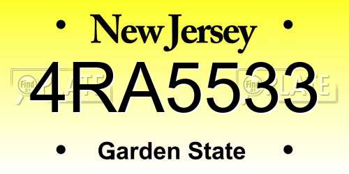 4RA5533 New Jersey License Plate