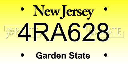 4RA628 New Jersey License Plate