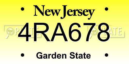 4RA678 New Jersey License Plate