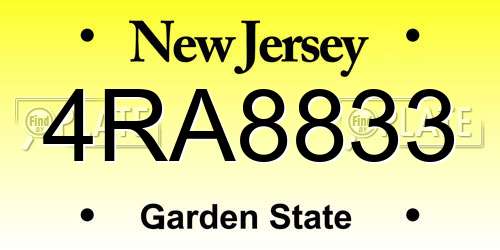 4RA8833 New Jersey License Plate