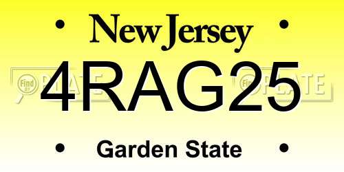 4RAG25 New Jersey License Plate