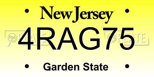 4RAG75 New Jersey License Plate