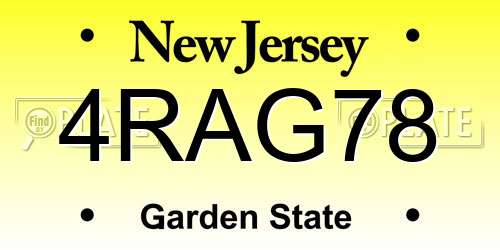 4RAG78 New Jersey License Plate
