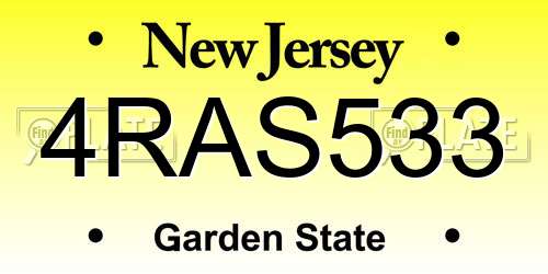 4RAS533 New Jersey License Plate