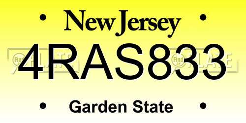 4RAS833 New Jersey License Plate